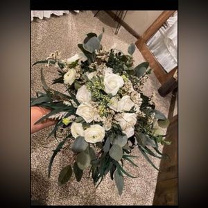 Faux silk flower boho bridal bouquet